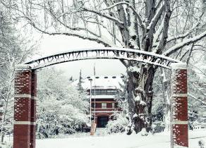 SPU campus covered in snow